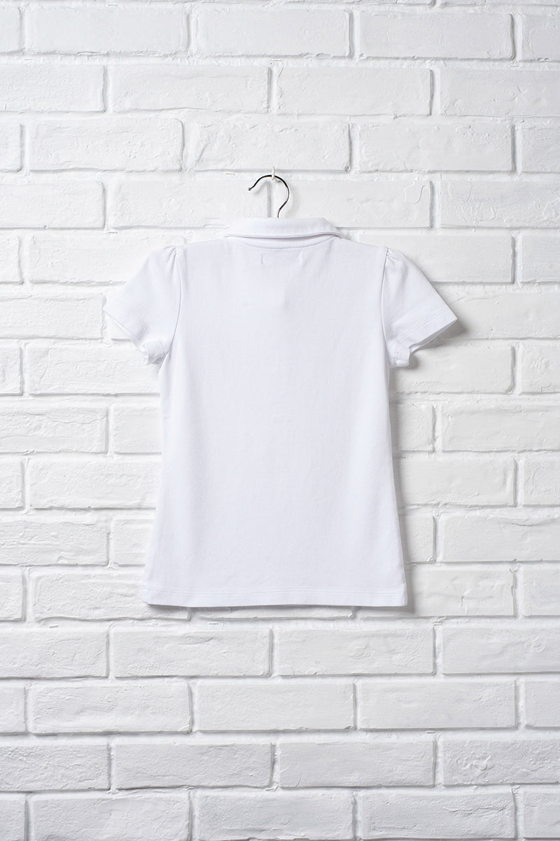 White Short Sleeve Peter Pan Polo