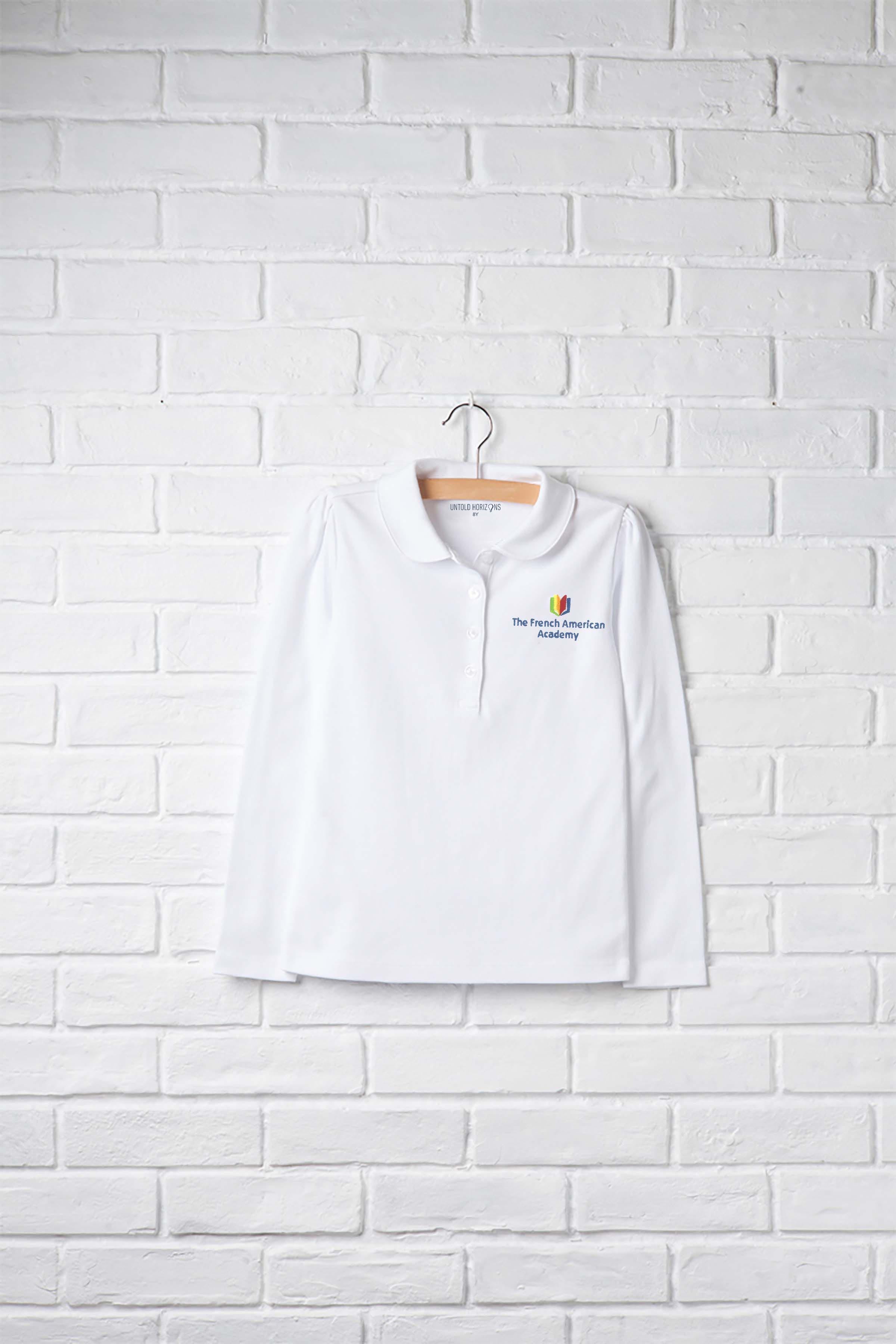 White Long Sleeve Peter Pan Polo