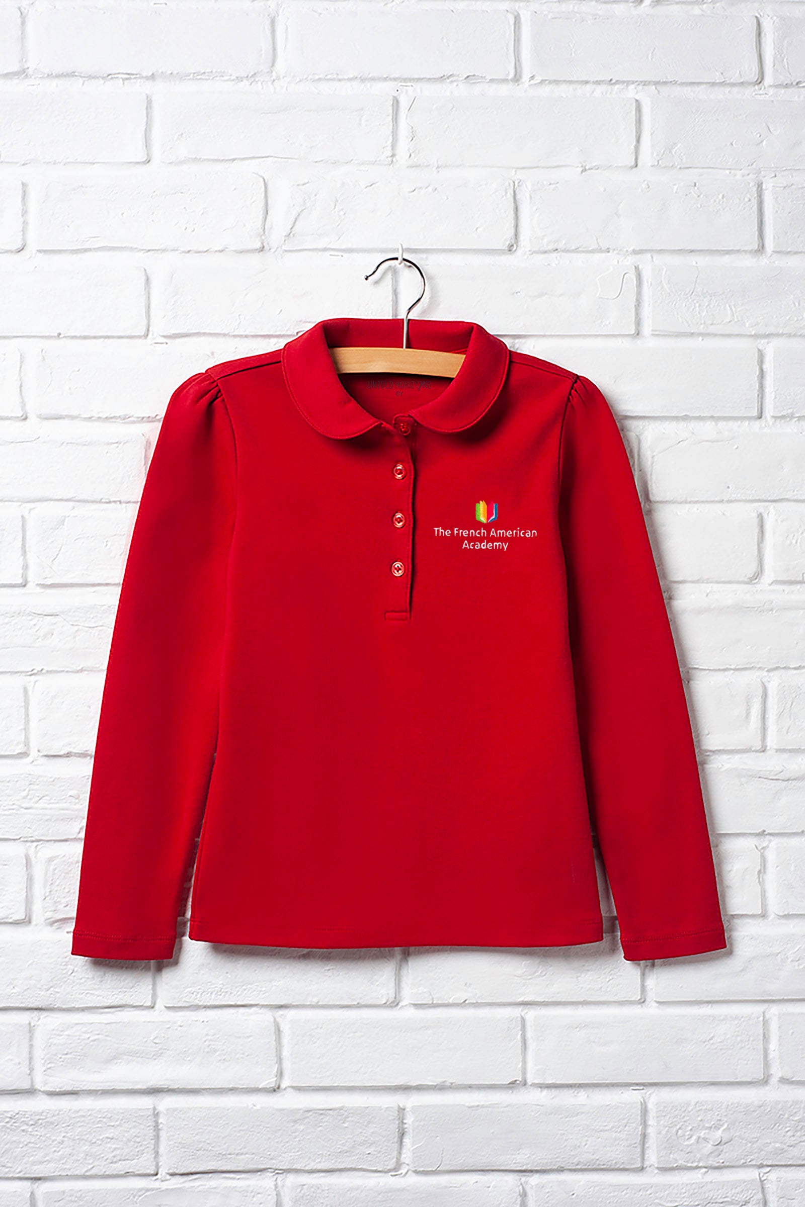Red Long Sleeve Peter Pan Polo