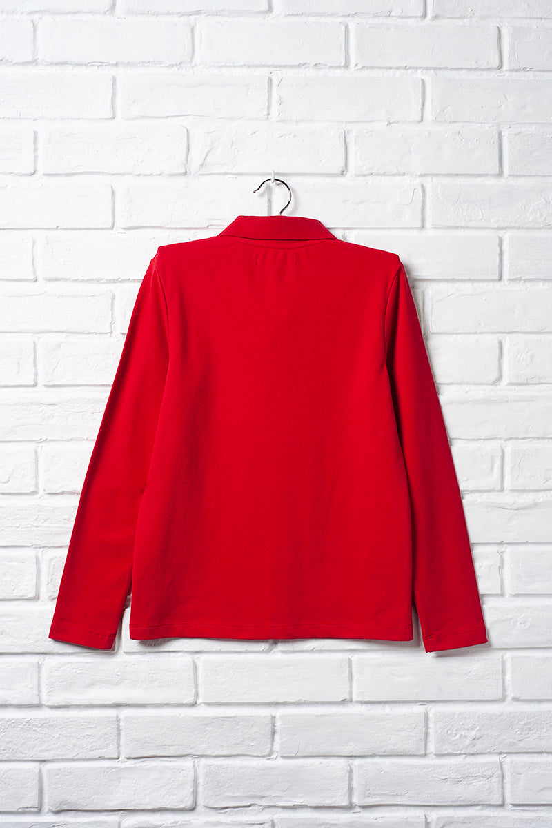 Red Unisex Long Sleeve Polo