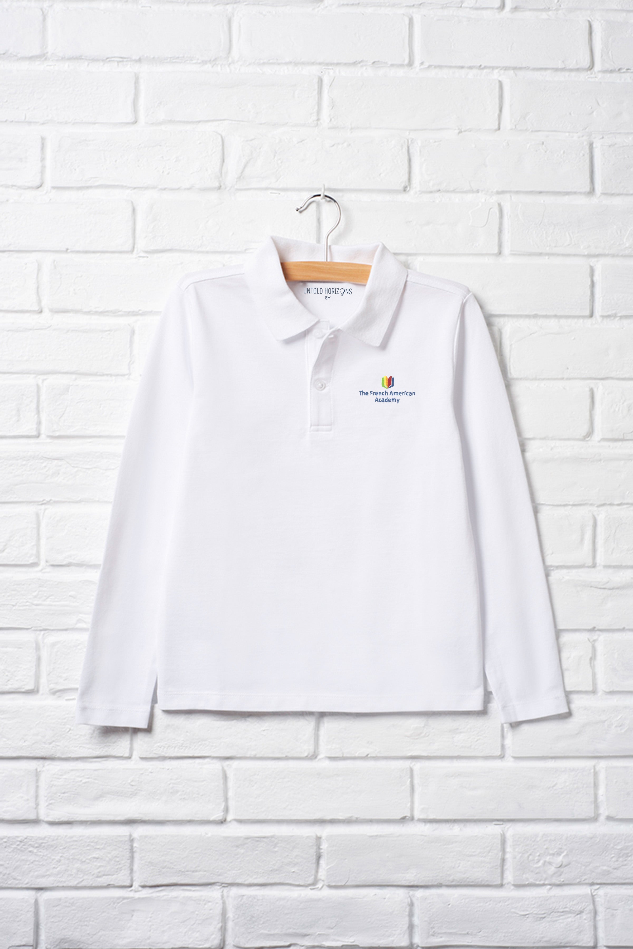 White Unisex Long Sleeve Polo