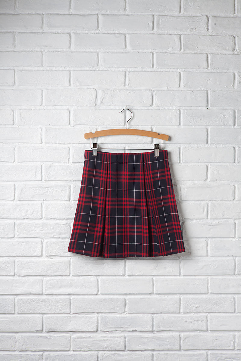 Plaid Two Pleat Skirt